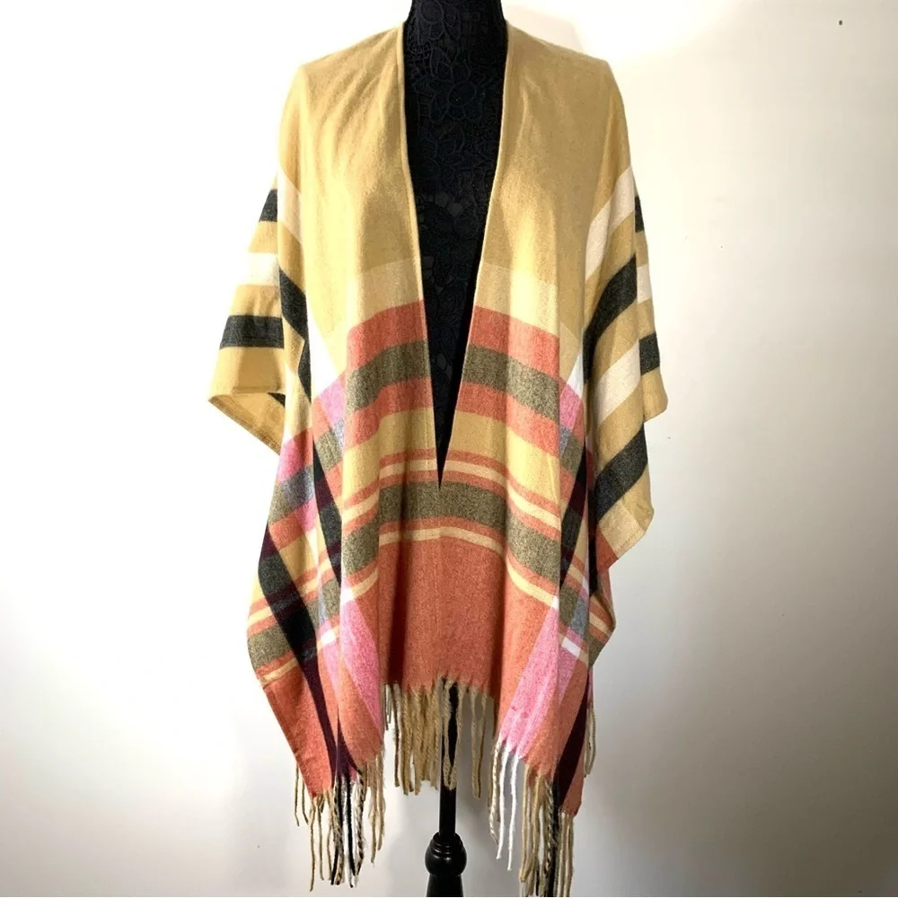 Woolrich plaid cozy blanket wrap with fringe trim NEW